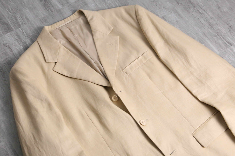 1990-00s 3B single 2piece linen suit set up