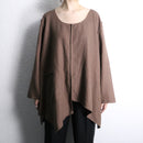 chocolate asymmetry linen pullover
