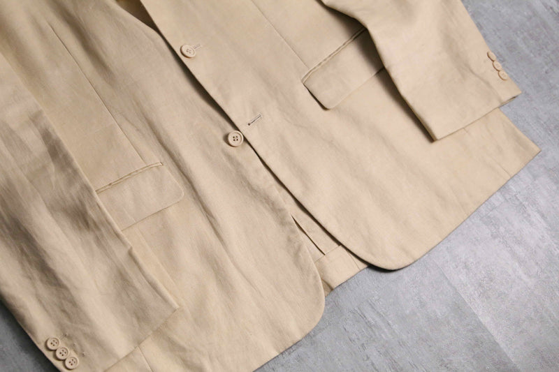 1990-00s 3B single 2piece linen suit set up