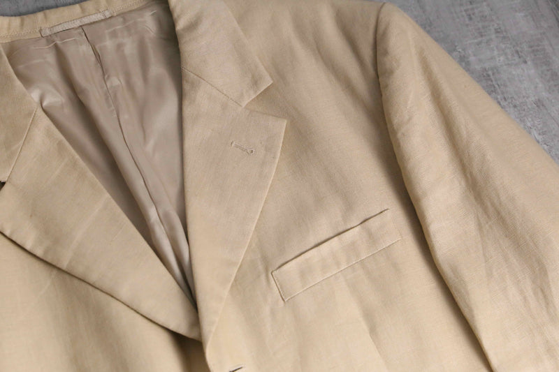 1990-00s 3B single 2piece linen suit set up