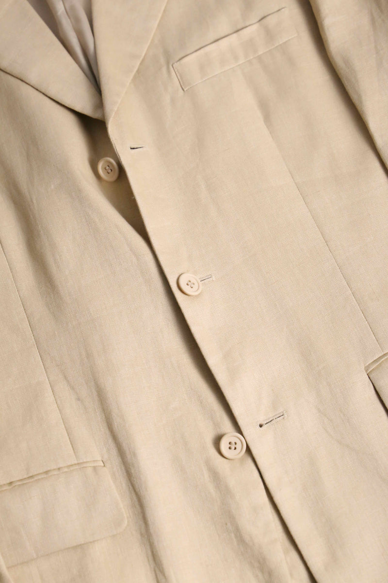 1990-00s 3B single 2piece linen suit set up