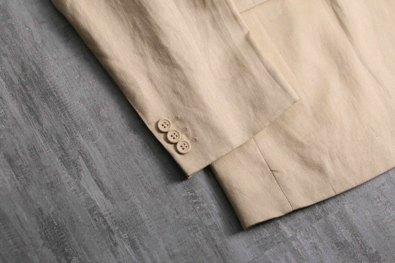 1990-00s 3B single 2piece linen suit set up