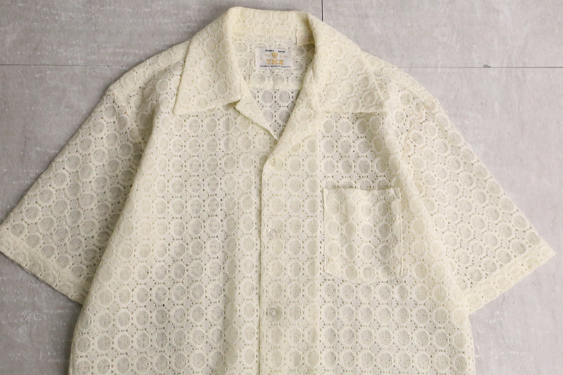 white total pattern s/s lace shirt