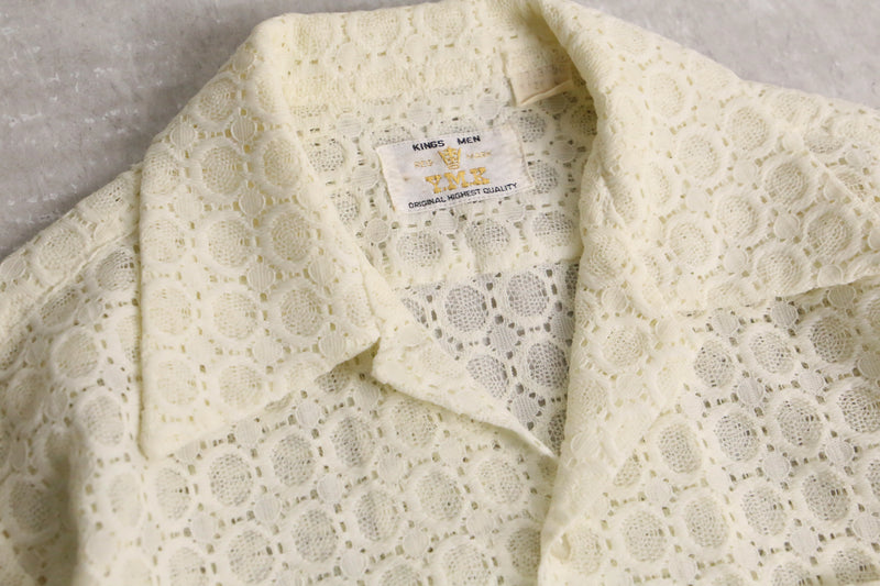 white total pattern s/s lace shirt