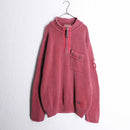 military taste pink half zip cotton knit