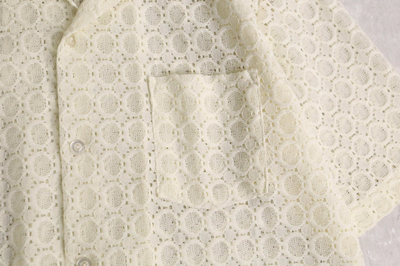 white total pattern s/s lace shirt