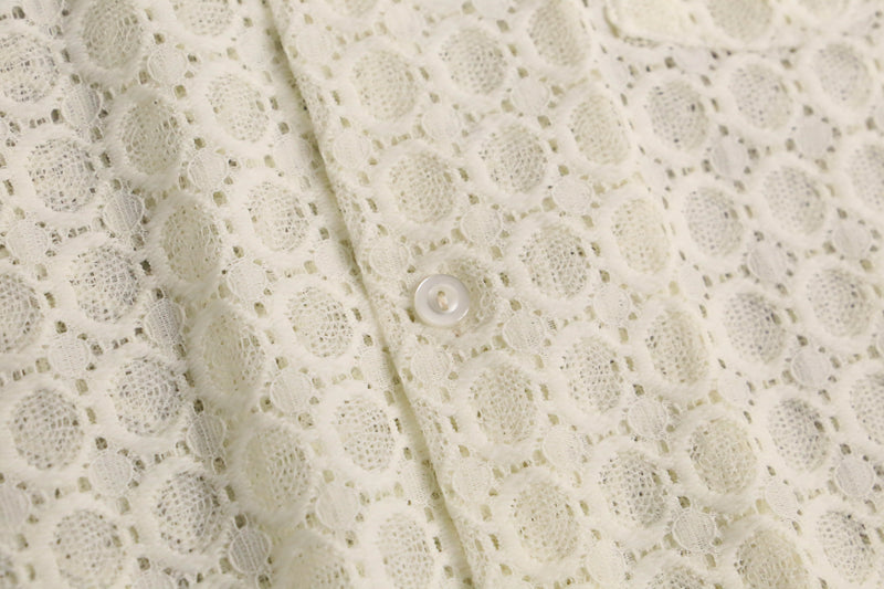 white total pattern s/s lace shirt