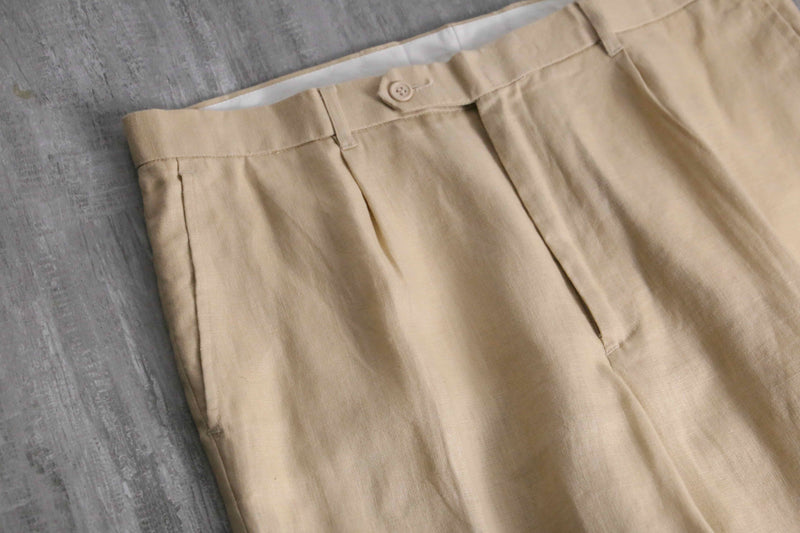 1990-00s 3B single 2piece linen suit set up