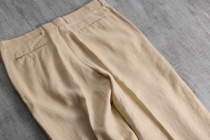 1990-00s 3B single 2piece linen suit set up