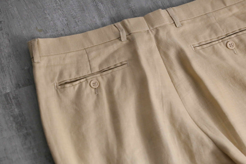 1990-00s 3B single 2piece linen suit set up