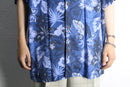 marine blue silk 100% aloha shirt