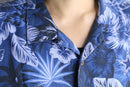 marine blue silk 100% aloha shirt