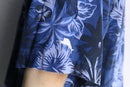 marine blue silk 100% aloha shirt