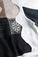 "Re:make" knit switch design short sweat hoodie