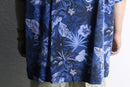 marine blue silk 100% aloha shirt
