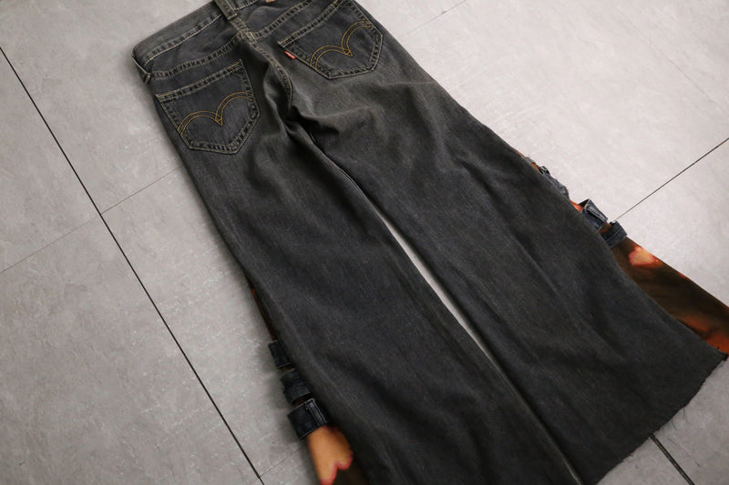 remake "再構築"  black color flare denim pants