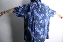 marine blue silk 100% aloha shirt