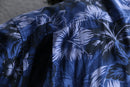 marine blue silk 100% aloha shirt