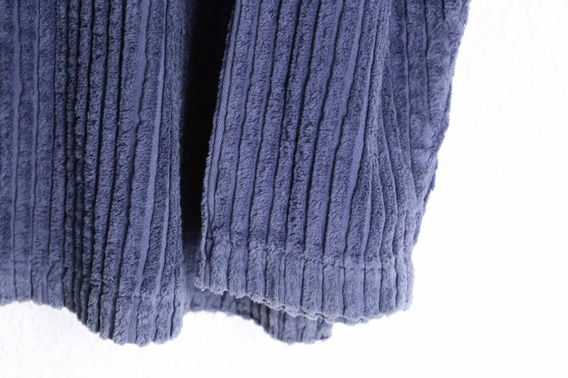 "DENIM & CO." navy stripe pile pull over