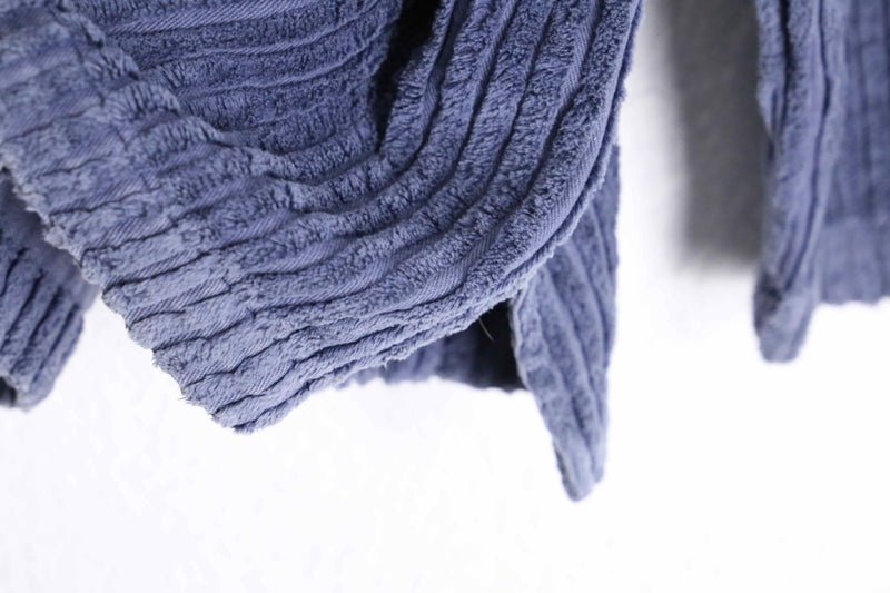 "DENIM & CO." navy stripe pile pull over