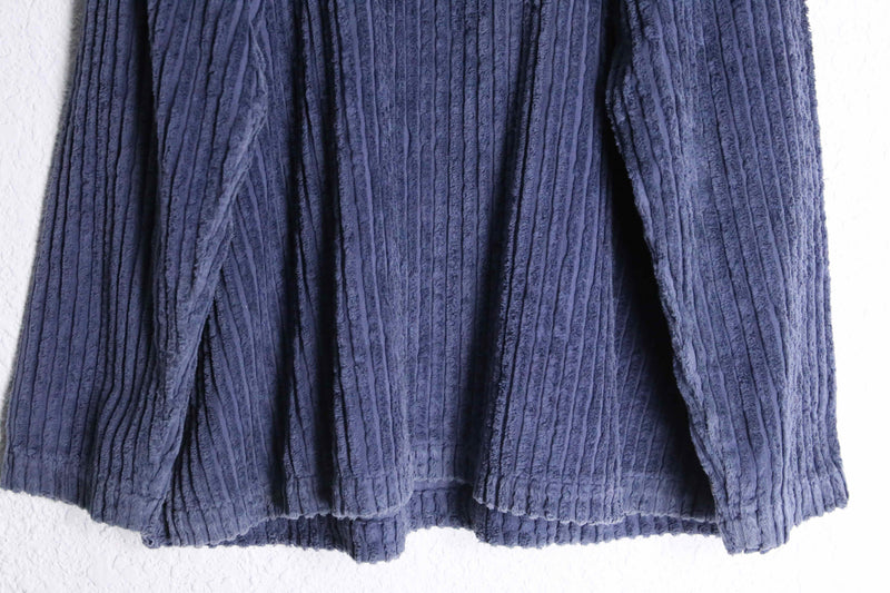 "DENIM & CO." navy stripe pile pull over