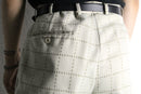 dotted windowpane wide pants