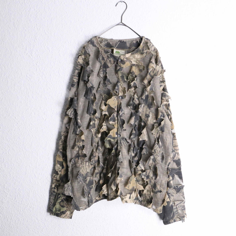 "UNDER BRUSH" real tree camo pattern no collar ghillie shirt