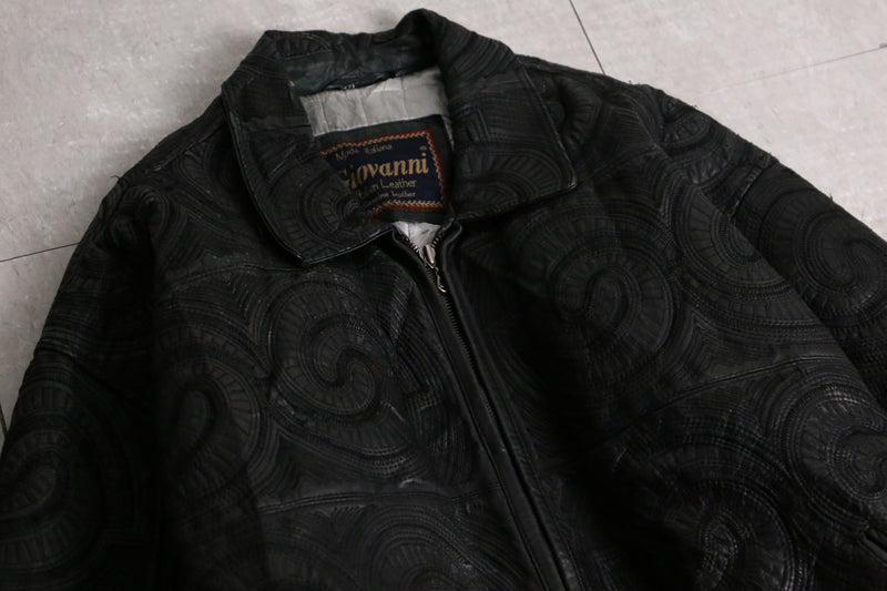 2000s Giovanni full embroidery leather jacket