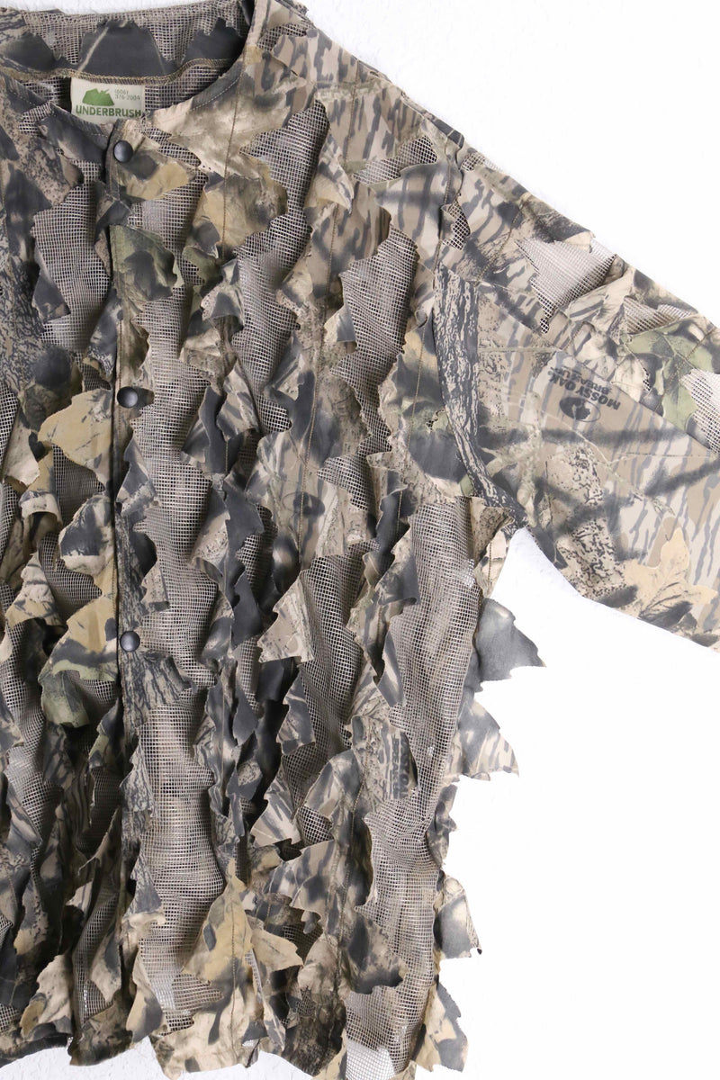 "UNDER BRUSH" real tree camo pattern no collar ghillie shirt