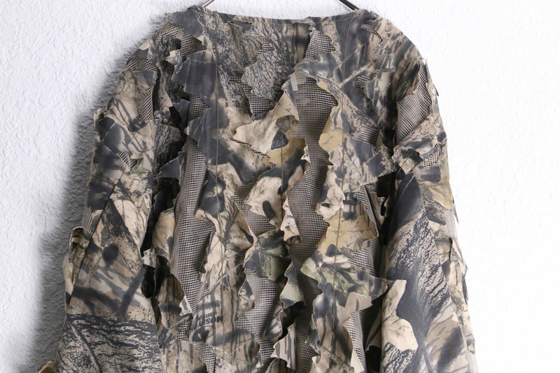 "UNDER BRUSH" real tree camo pattern no collar ghillie shirt