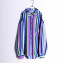 colorful stripe pattern L/S mesh knit shirt