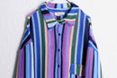 colorful stripe pattern L/S mesh knit shirt