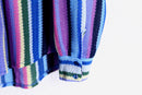 colorful stripe pattern L/S mesh knit shirt