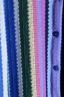 colorful stripe pattern L/S mesh knit shirt