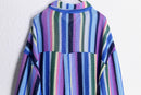 colorful stripe pattern L/S mesh knit shirt