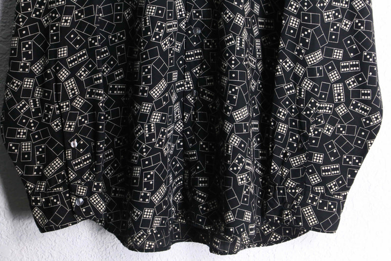 "PERRY ELLIS" total dice pattern rayon shirt