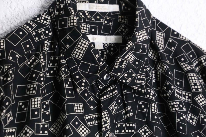 "PERRY ELLIS" total dice pattern rayon shirt