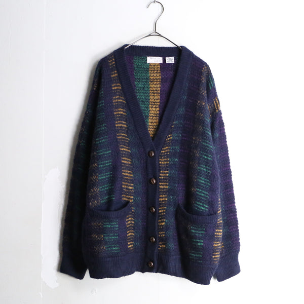 multi color acrylic knit cardigan