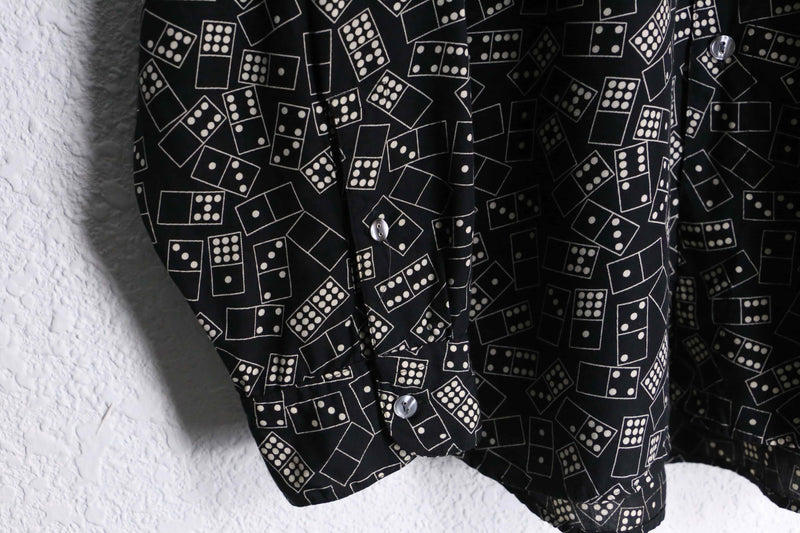 "PERRY ELLIS" total dice pattern rayon shirt