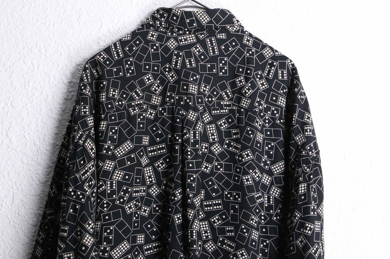 "PERRY ELLIS" total dice pattern rayon shirt