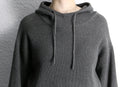 melange gray short length knit hoodie