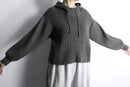 melange gray short length knit hoodie