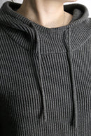 melange gray short length knit hoodie