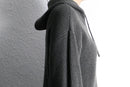 melange gray short length knit hoodie