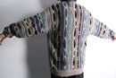 dark tone striped 3D knit sweater
