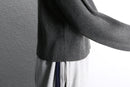 melange gray short length knit hoodie