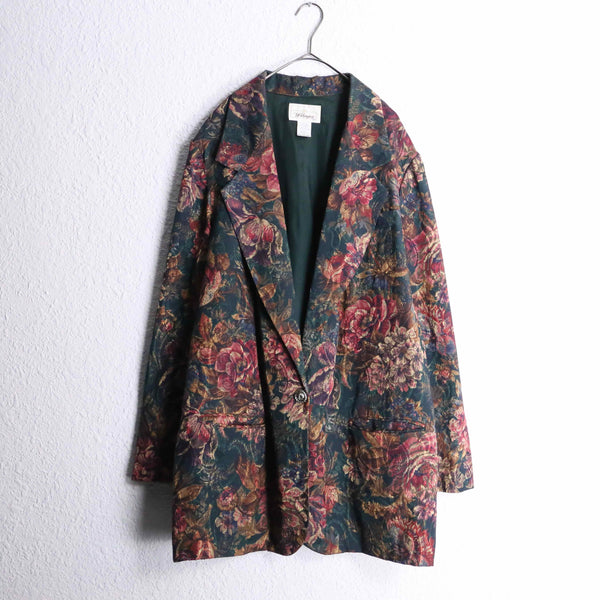 botanical jacquard pattern easy tailored jacket