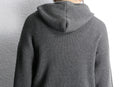 melange gray short length knit hoodie