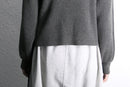 melange gray short length knit hoodie