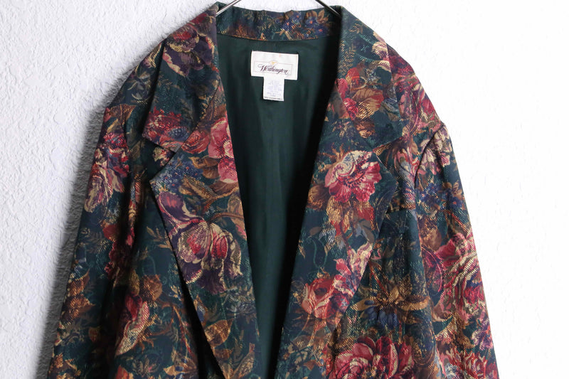 botanical jacquard pattern easy tailored jacket